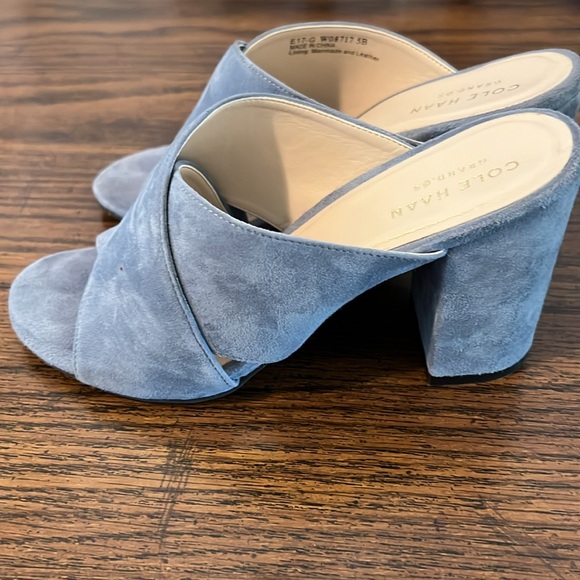 NEW COLE HAAN Gabby sandals mules 5B light blue. Crisscross Straps, Block Heel. - Picture 6 of 9